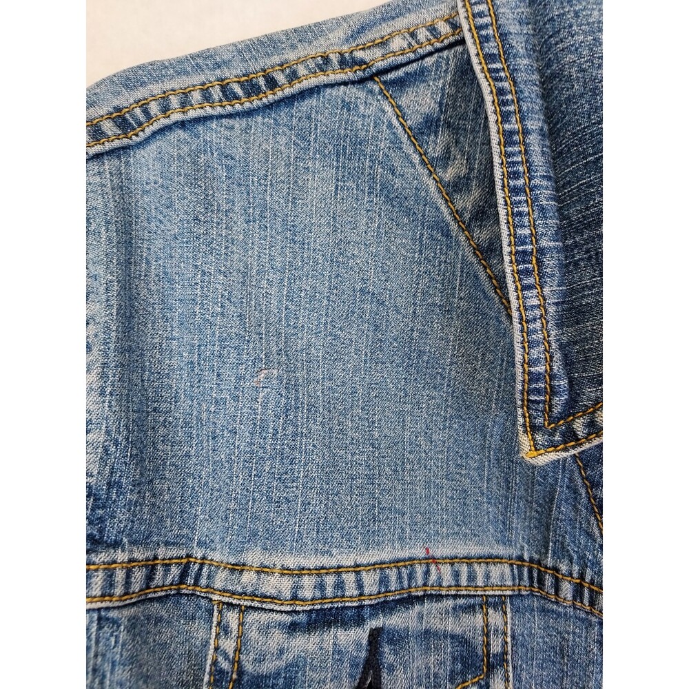 LEVI STRAUSS Signature Jean Jacket Girls L 12/14 Trucker Denim Patches Grunge - Picture 9 of 16